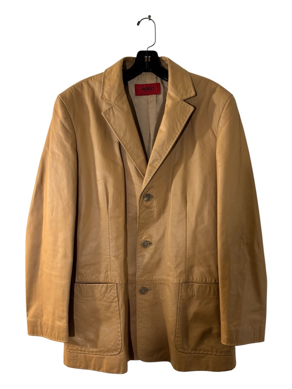 HUGO Hugo Boss Leather Blazer Jacket Tan Brown Size Small